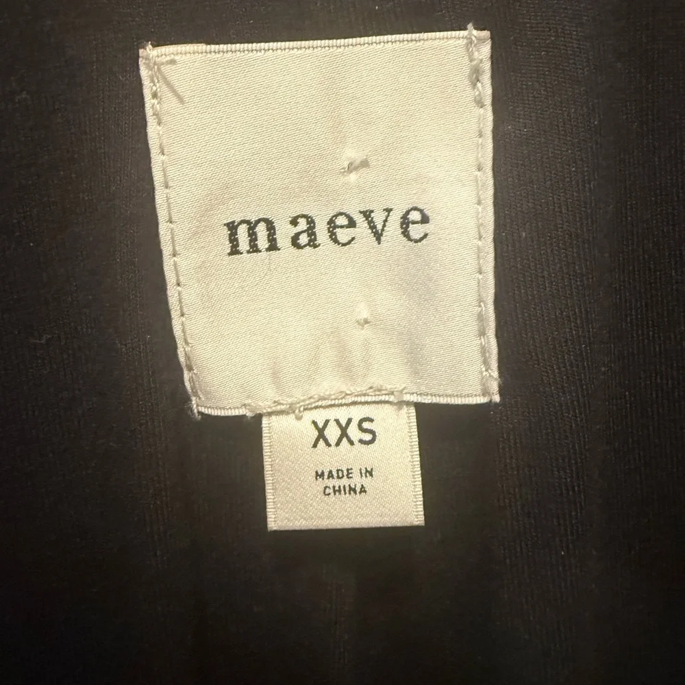 ANTHROPOLOGIE MAEVE Faux Leather Long Jacket‎ in Black Oversized XXS